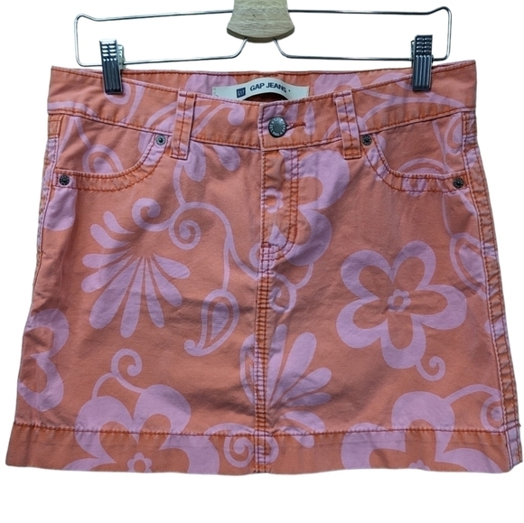 Gap Retro Hawaiian Floral Print Mini Skirt Sz 6 - Picture 1 of 11